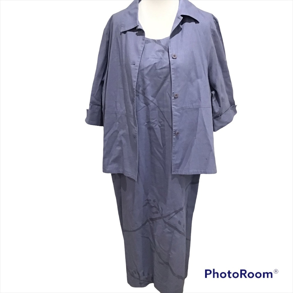 Maxi dress & Jacket set 1X Blue Linen & Cotton Maggie McNaughton